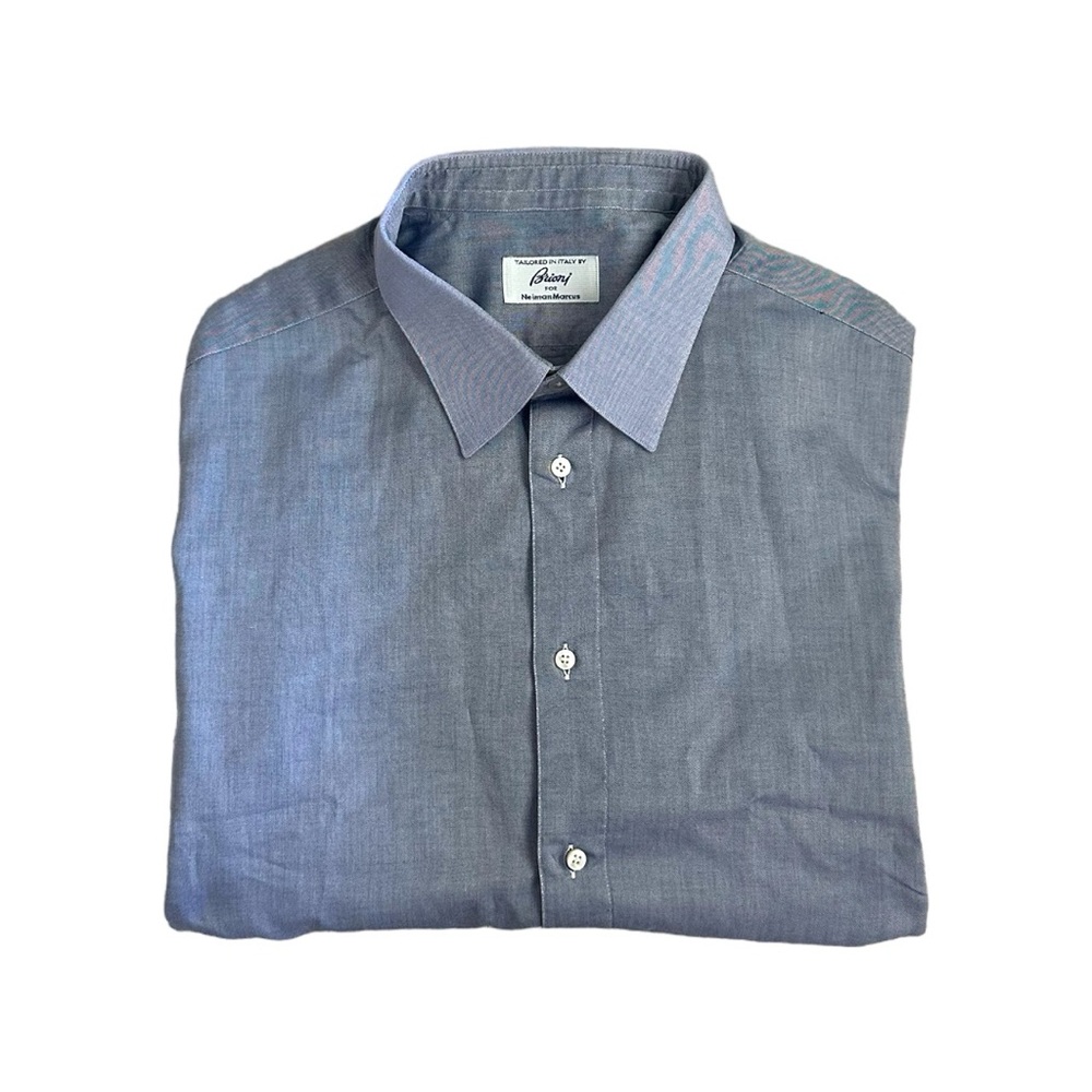 Brioni For Neiman Marcus Blue Dress Shirt With French Cuffs | L/18
